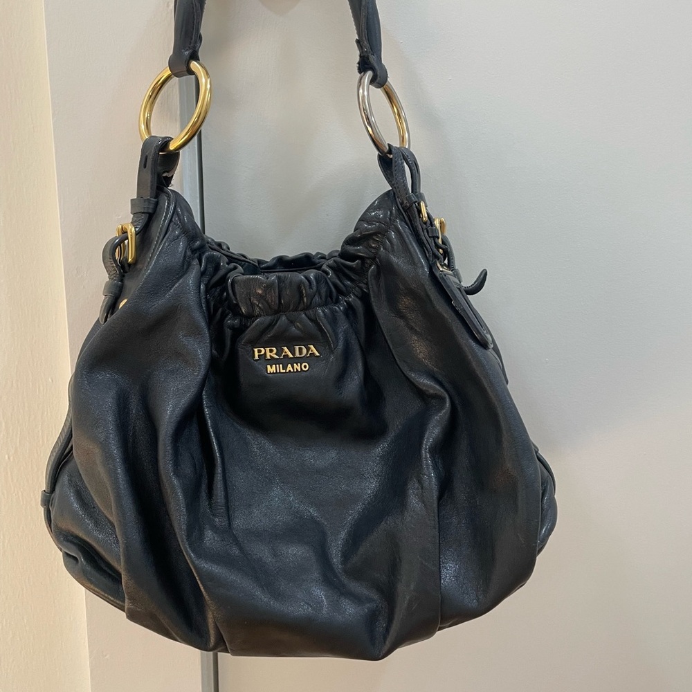Prada Black Hobo Bag with Slouchy Design